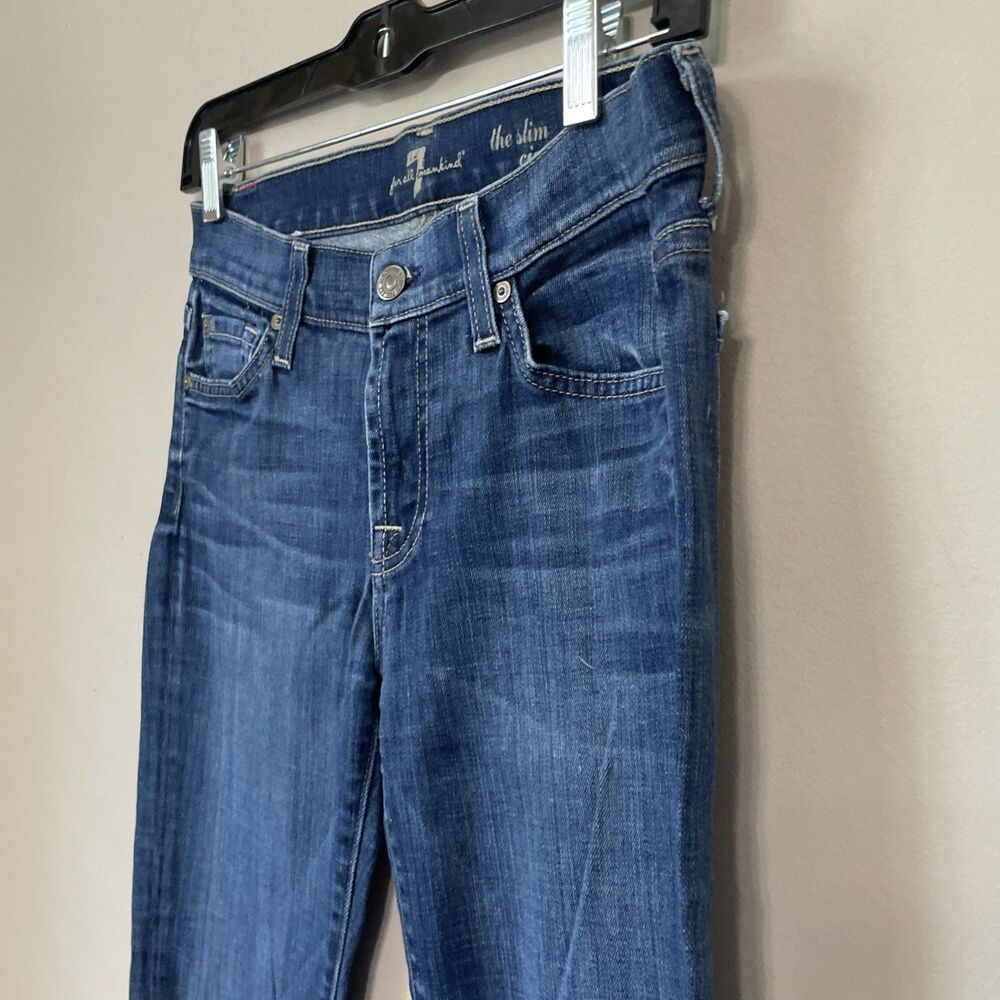 Seven 7 Women For All Mankind Kate Distressed Faded Skinny Ankle Jeans 30 32x32
